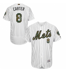 Men's Majestic New York Mets #8 Gary Carter Authentic White 2016 Memorial Day Fashion Flex Base MLB Jersey