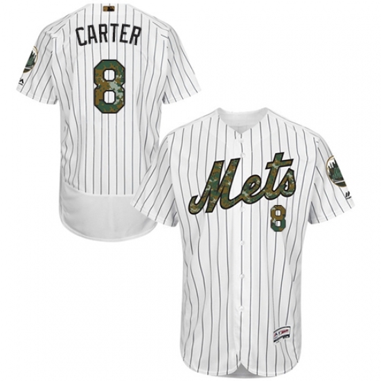 Men's Majestic New York Mets #8 Gary Carter Authentic White 2016 Memorial Day Fashion Flex Base MLB Jersey Men's Majestic New York Mets #8 Gary Carter Authentic White 2016 Memorial Day Fashion Flex Base MLB Jersey