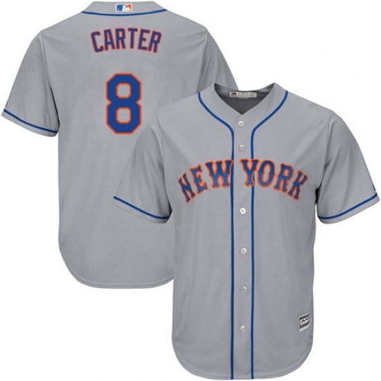 Men's Majestic New York Mets #8 Gary Carter Replica Grey Road Cool Base MLB Jersey Men's Majestic New York Mets #8 Gary Carter Replica Grey Road Cool Base MLB Jersey