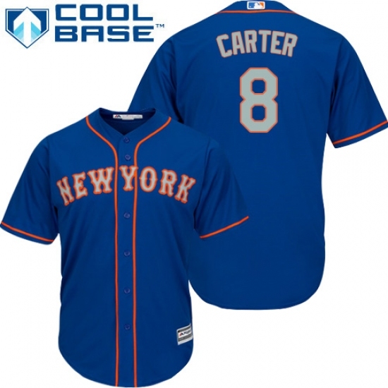 Men's Majestic New York Mets #8 Gary Carter Replica Royal Blue Alternate Road Cool Base MLB Jersey Men's Majestic New York Mets #8 Gary Carter Replica Royal Blue Alternate Road Cool Base MLB Jersey