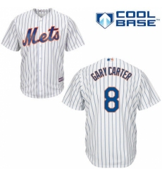 Men's Majestic New York Mets #8 Gary Carter Replica White Home Cool Base MLB Jersey