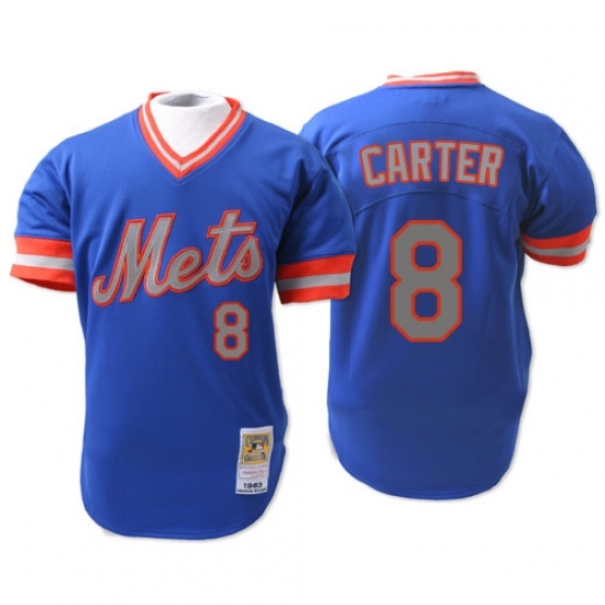 Men's Mitchell and Ness New York Mets #8 Gary Carter Replica Blue 1983 Throwback MLB Jersey Men's Mitchell and Ness New York Mets #8 Gary Carter Replica Blue 1983 Throwback MLB Jersey