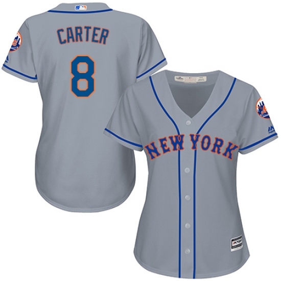 Women's Majestic New York Mets #8 Gary Carter Authentic Grey Road Cool Base MLB Jersey Women's Majestic New York Mets #8 Gary Carter Authentic Grey Road Cool Base MLB Jersey