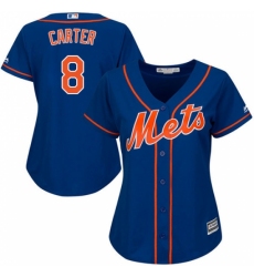Women's Majestic New York Mets #8 Gary Carter Replica Royal Blue Alternate Home Cool Base MLB Jersey