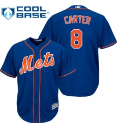 Youth Majestic New York Mets #8 Gary Carter Authentic Royal Blue Alternate Home Cool Base MLB Jersey