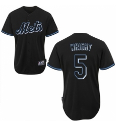 Men's Majestic New York Mets #5 David Wright Replica Black Fashion MLB Jersey