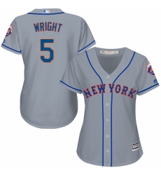 Women's Majestic New York Mets #5 David Wright Replica Grey Road Cool Base MLB Jersey