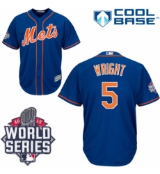 Youth Majestic New York Mets #5 David Wright Replica Royal Blue Alternate Home Cool Base 2015 World Series MLB Jersey