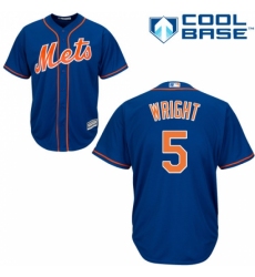 Youth Majestic New York Mets #5 David Wright Replica Royal Blue Alternate Home Cool Base MLB Jersey