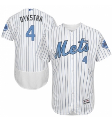 Men's Majestic New York Mets #4 Lenny Dykstra Authentic White 2016 Father's Day Fashion Flex Base MLB Jersey