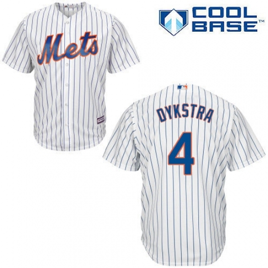 Men's Majestic New York Mets #4 Lenny Dykstra Replica White Home Cool Base MLB Jersey Men's Majestic New York Mets #4 Lenny Dykstra Replica White Home Cool Base MLB Jersey