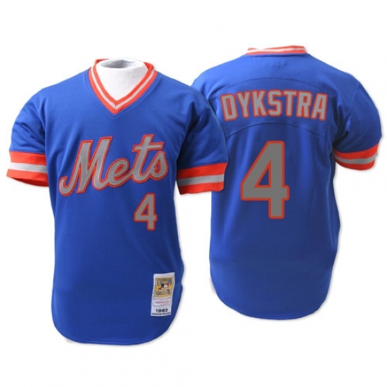 Men's Mitchell and Ness New York Mets #4 Lenny Dykstra Replica Blue 1983 Throwback MLB Jersey Men's Mitchell and Ness New York Mets #4 Lenny Dykstra Replica Blue 1983 Throwback MLB Jersey