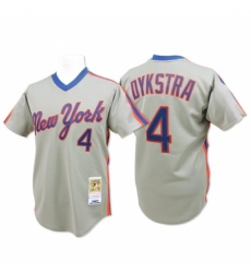 Men's Mitchell and Ness New York Mets #4 Lenny Dykstra Replica Grey Throwback MLB Jersey Men's Mitchell and Ness New York Mets #4 Lenny Dykstra Replica Grey Throwback MLB Jersey