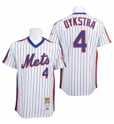 Men's Mitchell and Ness New York Mets #4 Lenny Dykstra Replica White/Blue Strip Throwback MLB Jersey Men's Mitchell and Ness New York Mets #4 Lenny Dykstra Replica White/Blue Strip Throwback MLB Jersey