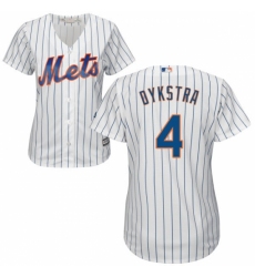 Women's Majestic New York Mets #4 Lenny Dykstra Authentic White Home Cool Base MLB Jersey