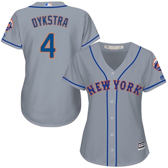 Women's Majestic New York Mets #4 Lenny Dykstra Replica Grey Road Cool Base MLB Jersey Women's Majestic New York Mets #4 Lenny Dykstra Replica Grey Road Cool Base MLB Jersey