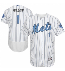 Men's Majestic New York Mets #1 Mookie Wilson Authentic White 2016 Father's Day Fashion Flex Base MLB Jersey
