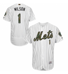 Men's Majestic New York Mets #1 Mookie Wilson Authentic White 2016 Memorial Day Fashion Flex Base MLB Jersey