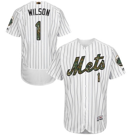 Men's Majestic New York Mets #1 Mookie Wilson Authentic White 2016 Memorial Day Fashion Flex Base MLB Jersey Men's Majestic New York Mets #1 Mookie Wilson Authentic White 2016 Memorial Day Fashion Flex Base MLB Jersey