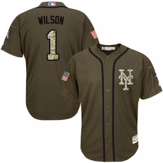 Men's Majestic New York Mets #1 Mookie Wilson Replica Green Salute to Service MLB Jersey Men's Majestic New York Mets #1 Mookie Wilson Replica Green Salute to Service MLB Jersey