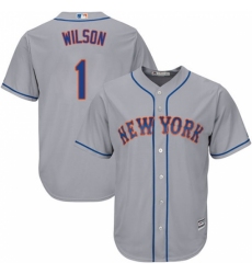 Men's Majestic New York Mets #1 Mookie Wilson Replica Grey Road Cool Base MLB Jersey
