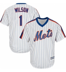 Men's Majestic New York Mets #1 Mookie Wilson Replica White Alternate Cool Base MLB Jersey