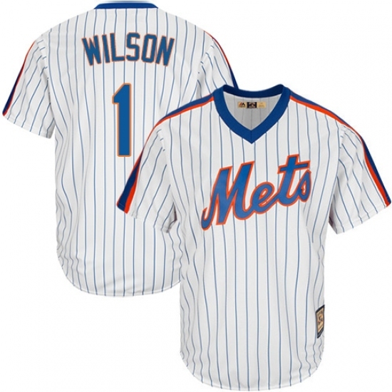 Men's Majestic New York Mets #1 Mookie Wilson Replica White Cooperstown MLB Jersey Men's Majestic New York Mets #1 Mookie Wilson Replica White Cooperstown MLB Jersey