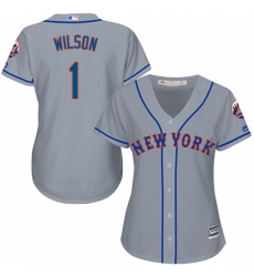 Women's Majestic New York Mets #1 Mookie Wilson Replica Grey Road Cool Base MLB Jersey Women's Majestic New York Mets #1 Mookie Wilson Replica Grey Road Cool Base MLB Jersey
