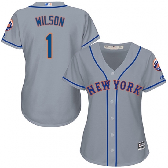 Women's Majestic New York Mets #1 Mookie Wilson Replica Grey Road Cool Base MLB Jersey Women's Majestic New York Mets #1 Mookie Wilson Replica Grey Road Cool Base MLB Jersey