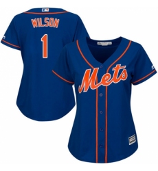 Women's Majestic New York Mets #1 Mookie Wilson Replica Royal Blue Alternate Home Cool Base MLB Jersey