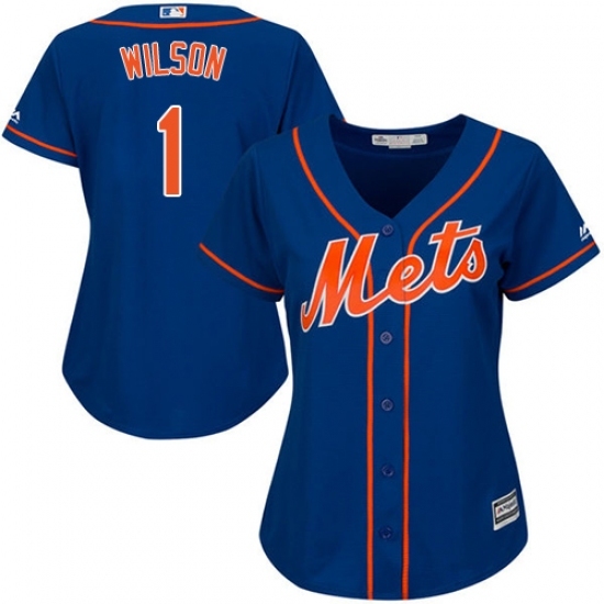 Women's Majestic New York Mets #1 Mookie Wilson Replica Royal Blue Alternate Home Cool Base MLB Jersey Women's Majestic New York Mets #1 Mookie Wilson Replica Royal Blue Alternate Home Cool Base MLB Jersey
