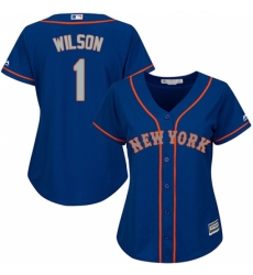 Women's Majestic New York Mets #1 Mookie Wilson Replica Royal Blue Alternate Road Cool Base MLB Jersey