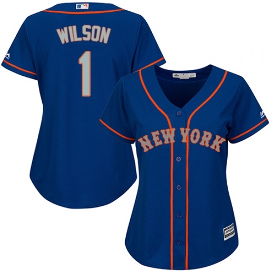 Women's Majestic New York Mets #1 Mookie Wilson Replica Royal Blue Alternate Road Cool Base MLB Jersey Women's Majestic New York Mets #1 Mookie Wilson Replica Royal Blue Alternate Road Cool Base MLB Jersey