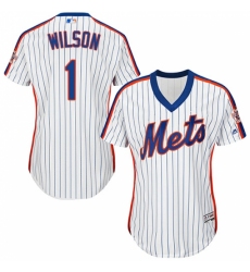 Women's Majestic New York Mets #1 Mookie Wilson Replica White Alternate Cool Base MLB Jersey