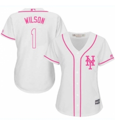 Women's Majestic New York Mets #1 Mookie Wilson Replica White Fashion Cool Base MLB Jersey Women's Majestic New York Mets #1 Mookie Wilson Replica White Fashion Cool Base MLB Jersey
