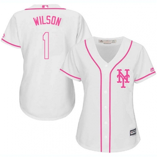 Women's Majestic New York Mets #1 Mookie Wilson Replica White Fashion Cool Base MLB Jersey Women's Majestic New York Mets #1 Mookie Wilson Replica White Fashion Cool Base MLB Jersey