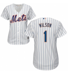 Women's Majestic New York Mets #1 Mookie Wilson Replica White Home Cool Base MLB Jersey