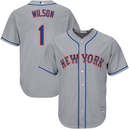 Youth Majestic New York Mets #1 Mookie Wilson Replica Grey Road Cool Base MLB Jersey Youth Majestic New York Mets #1 Mookie Wilson Replica Grey Road Cool Base MLB Jersey