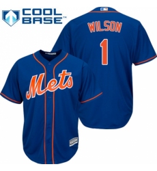 Youth Majestic New York Mets #1 Mookie Wilson Replica Royal Blue Alternate Home Cool Base MLB Jersey