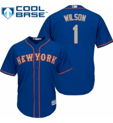 Youth Majestic New York Mets #1 Mookie Wilson Replica Royal Blue Alternate Road Cool Base MLB Jersey