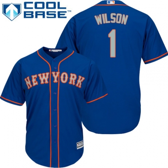 Youth Majestic New York Mets #1 Mookie Wilson Replica Royal Blue Alternate Road Cool Base MLB Jersey Youth Majestic New York Mets #1 Mookie Wilson Replica Royal Blue Alternate Road Cool Base MLB Jersey