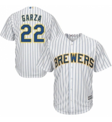 Men's Majestic Milwaukee Brewers #22 Matt Garza Replica White Alternate Cool Base MLB Jersey