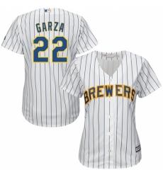 Women's Majestic Milwaukee Brewers #22 Matt Garza Replica White Alternate Cool Base MLB Jersey