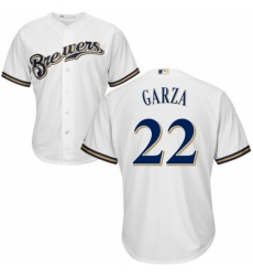Youth Majestic Milwaukee Brewers #22 Matt Garza Replica White Home Cool Base MLB Jersey