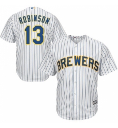 Men's Majestic Milwaukee Brewers #13 Glenn Robinson Replica White Alternate Cool Base MLB Jersey Men's Majestic Milwaukee Brewers #13 Glenn Robinson Replica White Alternate Cool Base MLB Jersey