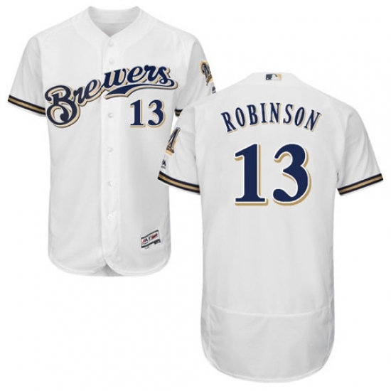Men's Majestic Milwaukee Brewers #13 Glenn Robinson White Flexbase Authentic Collection MLB Jersey Men's Majestic Milwaukee Brewers #13 Glenn Robinson White Flexbase Authentic Collection MLB Jersey