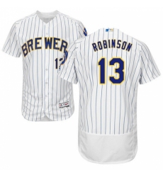 Men's Majestic Milwaukee Brewers #13 Glenn Robinson White/Royal Flexbase Authentic Collection MLB Jersey Men's Majestic Milwaukee Brewers #13 Glenn Robinson White/Royal Flexbase Authentic Collection MLB Jersey