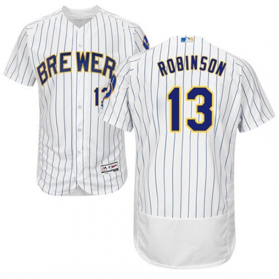 Men's Majestic Milwaukee Brewers #13 Glenn Robinson White/Royal Flexbase Authentic Collection MLB Jersey Men's Majestic Milwaukee Brewers #13 Glenn Robinson White/Royal Flexbase Authentic Collection MLB Jersey