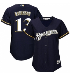 Women's Majestic Milwaukee Brewers #13 Glenn Robinson Replica Navy Blue Alternate Cool Base MLB Jersey Women's Majestic Milwaukee Brewers #13 Glenn Robinson Replica Navy Blue Alternate Cool Base MLB Jersey