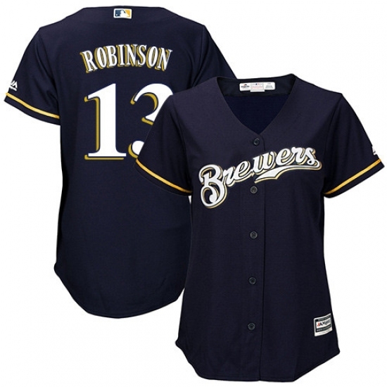 Women's Majestic Milwaukee Brewers #13 Glenn Robinson Replica Navy Blue Alternate Cool Base MLB Jersey Women's Majestic Milwaukee Brewers #13 Glenn Robinson Replica Navy Blue Alternate Cool Base MLB Jersey